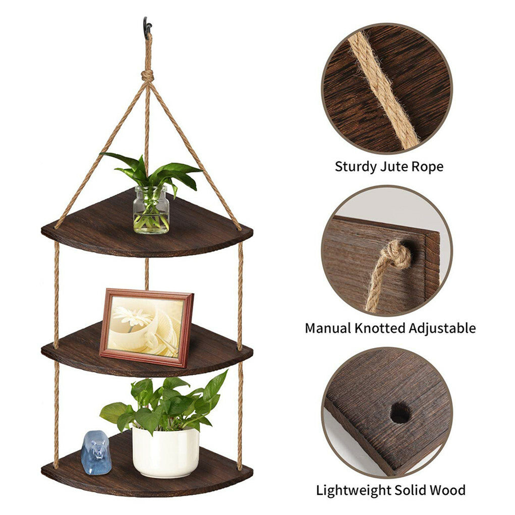 Bohemian Hanging Shelf Organizer 3 Tier Storage Rack - Image 8