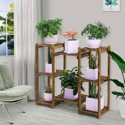 Detachable Diy Wood Plant Stand Pots Organizer Rack Multifunctional Shelf Decor - Image 2