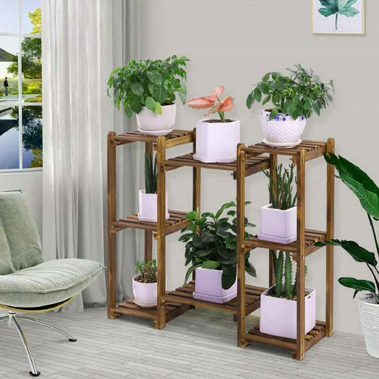 Detachable Diy Wood Plant Stand Pots Organizer Rack Multifunctional Shelf Decor - Image 2