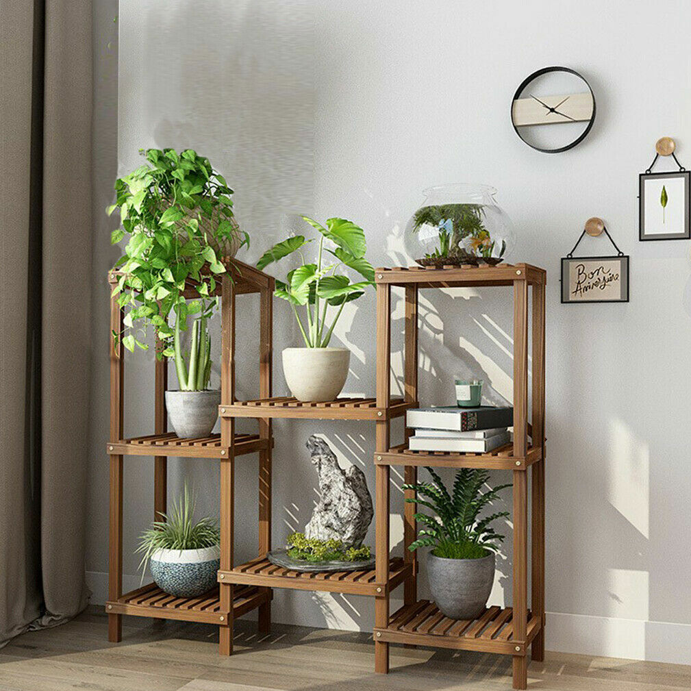 Detachable Diy Wood Plant Stand Pots Organizer Rack Multifunctional Shelf Decor - Image 3
