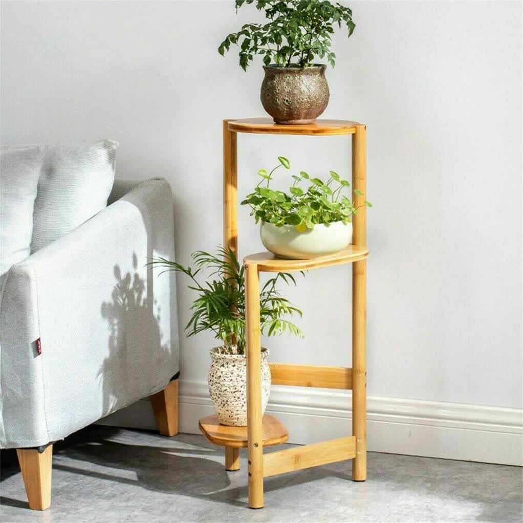 3-Tier Brown Bamboo Plant Stand Bonsai Holder - Image 5