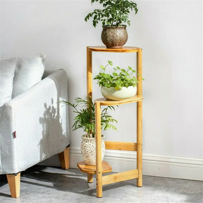 3-Tier Brown Bamboo Plant Stand Bonsai Holder - Image 5