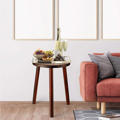2Pcs Small Side Table Round End Table Wood Plant Stand Super Thick 3-Legs Stool - Image 4