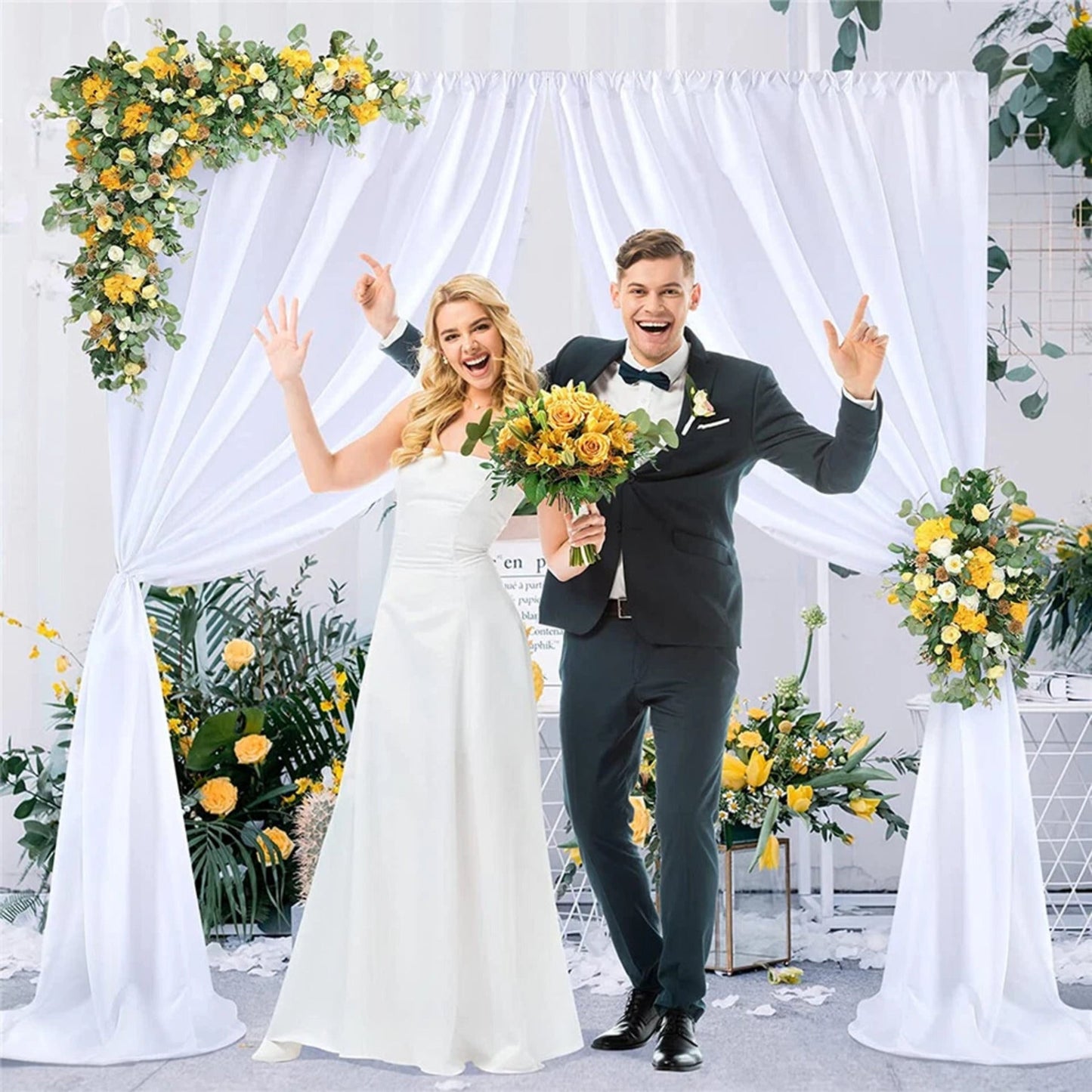 Large 3×3 m White Wedding Backdrop Curtains for Baby Shower and Birthday Decor - Image 5