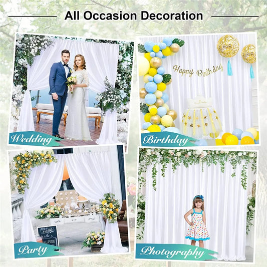Large 3×3 m White Wedding Backdrop Curtains for Baby Shower and Birthday Decor - Image 6