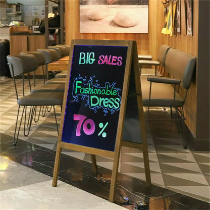 Vintage Neon LED Message Writing Board Stand Pavement Sign Illuminated Erasable - Image 2