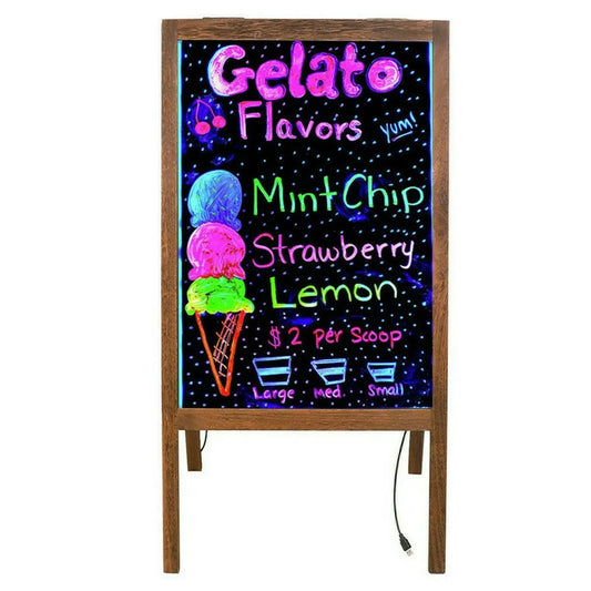 Vintage Neon LED Message Writing Board Stand Pavement Sign Illuminated Erasable - Image 3