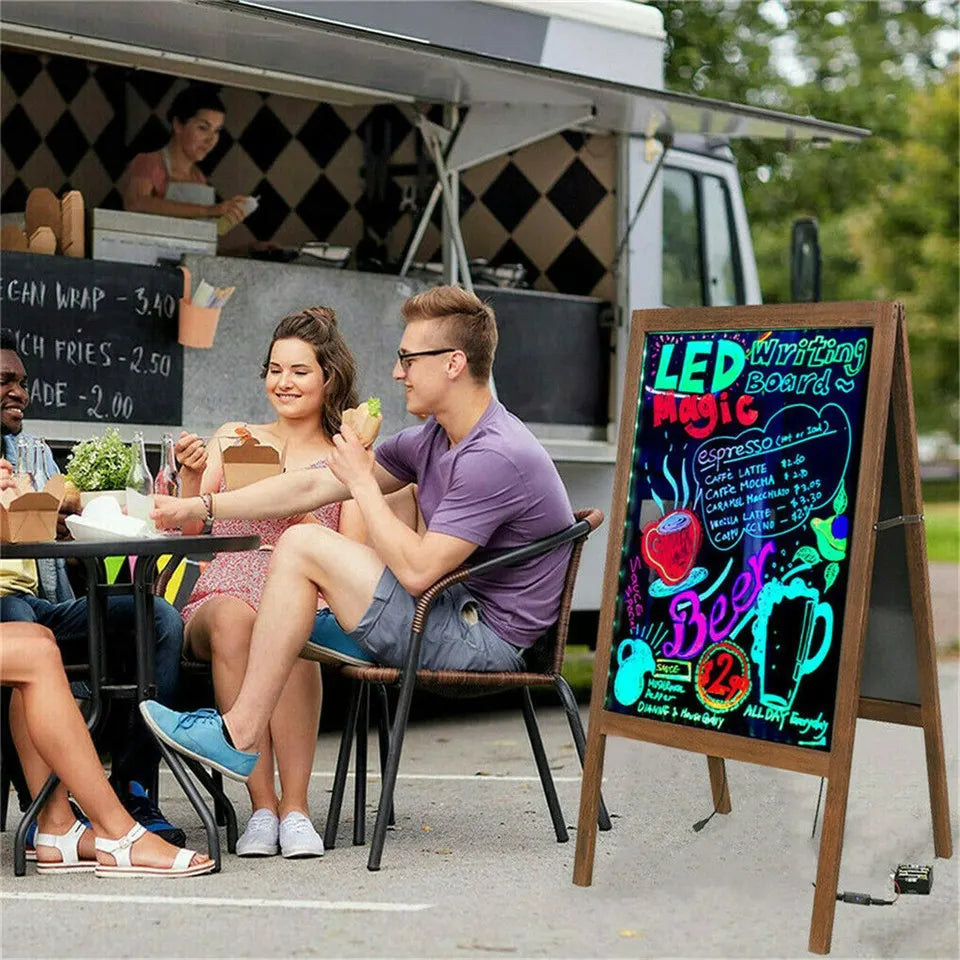Vintage Neon LED Message Writing Board Stand Pavement Sign Illuminated Erasable - Image 4