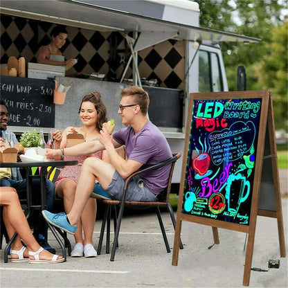 Vintage Neon LED Message Writing Board Stand Pavement Sign Illuminated Erasable - Image 4