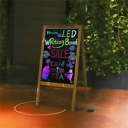 Vintage Neon LED Message Writing Board Stand Pavement Sign Illuminated Erasable - Image 6