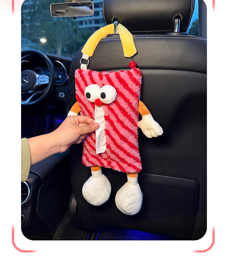 Red Striped Tissue Holder for Car - Fun Design - Image 3