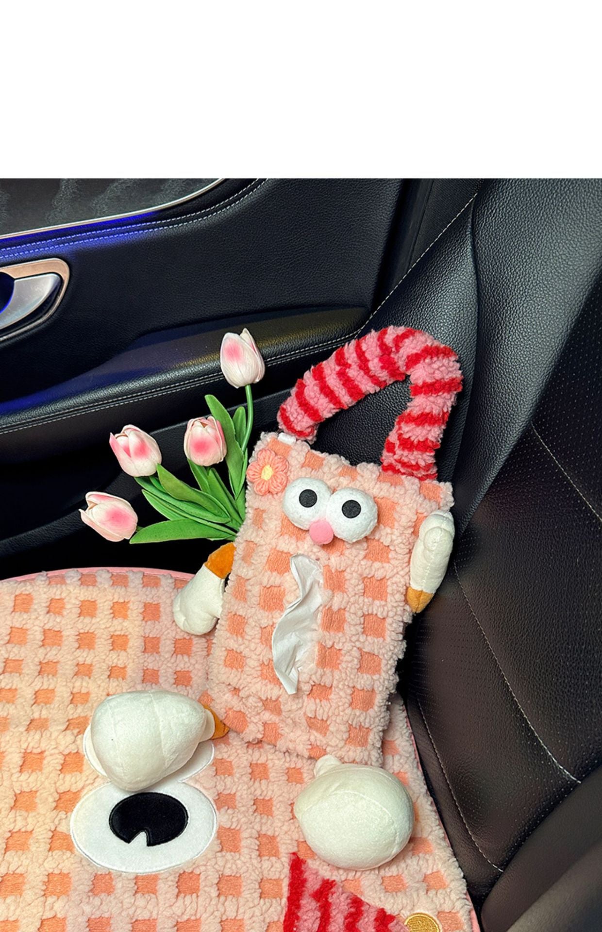 Pink Striped Tissue Holder for Car - Fun Design - Image 2