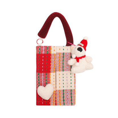 Cute Red Bear Car Tissue Holder - Woven Design - Image 2