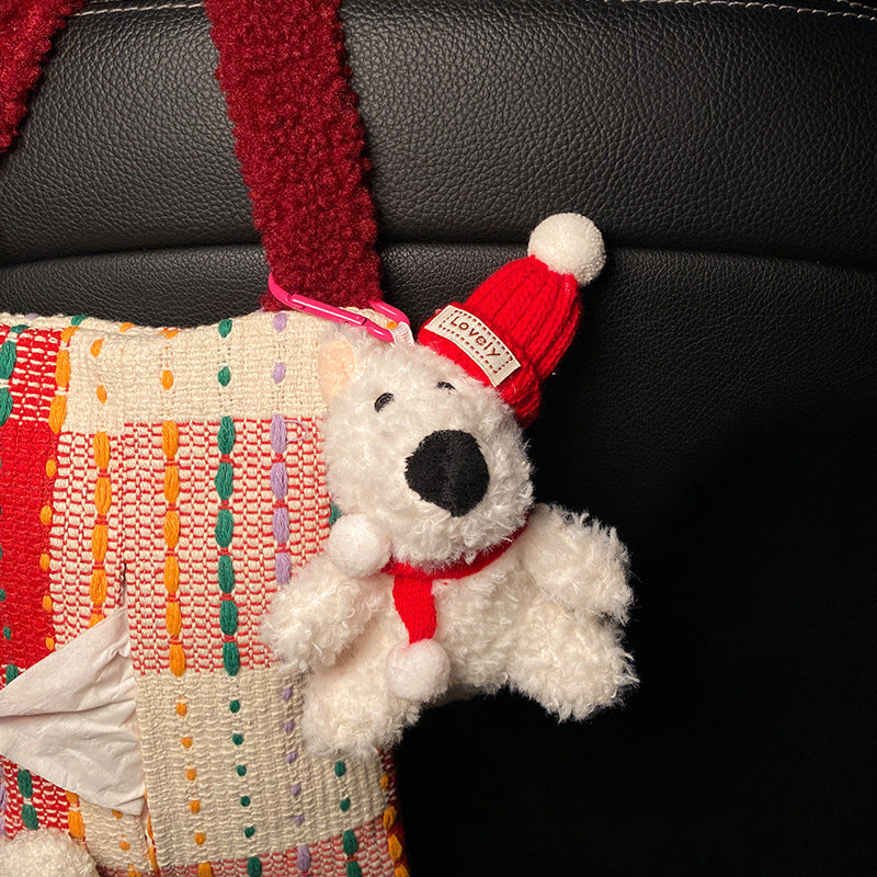 Cute Red Bear Car Tissue Holder - Woven Design - Image 3