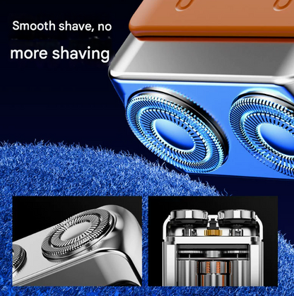 Blue Electric Shaver - Compact and Portable, USB Rechargeable with Digital Display, Ergonomic Design - Image 3
