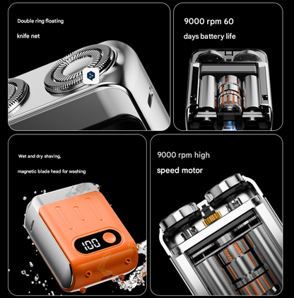 Blue Electric Shaver - Compact and Portable, USB Rechargeable with Digital Display, Ergonomic Design - Image 4