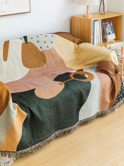 Boho Abstract Woven Blanket – 180x130cm Decorative Throw with Tassel Edges - Image 2