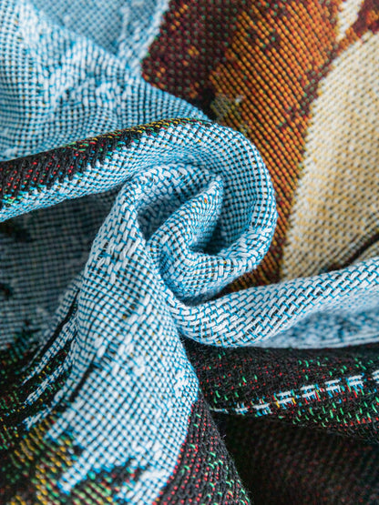 Safari-Inspired Woven Blanket - 160x130cm Artistic Tapestry Throw with Tassel Edges - Image 4