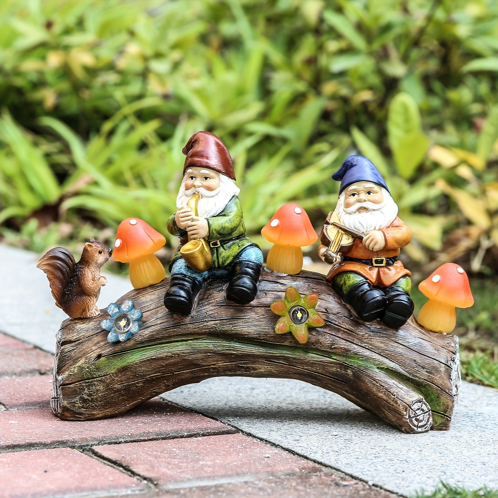 Solar-Powered Garden Gnome Statue - LED Lighted Outdoor Resin Decoration - Image 2