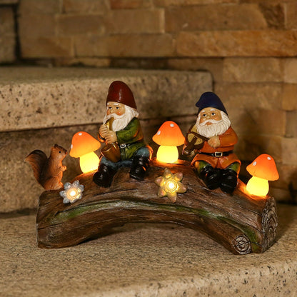Solar-Powered Garden Gnome Statue - LED Lighted Outdoor Resin Decoration - Image 3