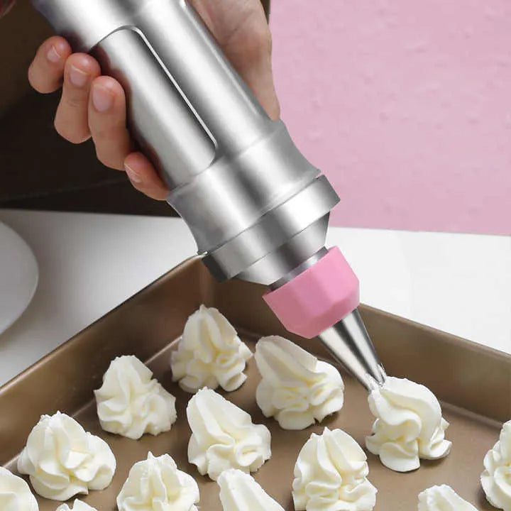 Yellow Cream Piping Gun for Cookie Decorating – 6 Nozzle DIY Set for Baking and Cake Decoration - Image 8