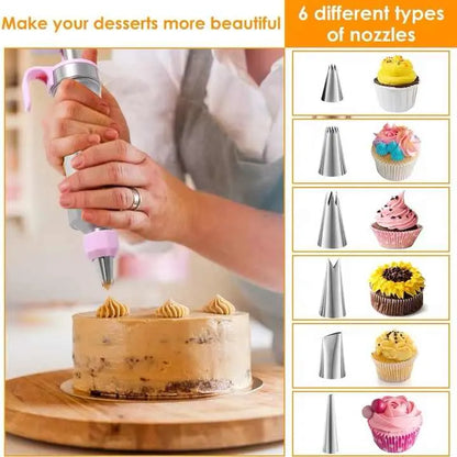 Black Cream Piping Gun for Cookie Decorating - 6 Nozzle DIY Set for Baking and Cake Decoration - Image 5