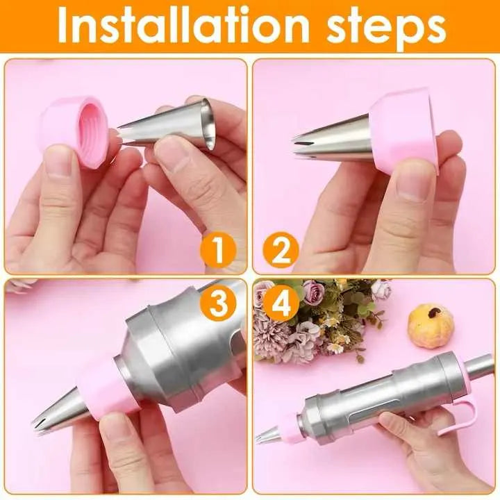 Black Cream Piping Gun for Cookie Decorating - 6 Nozzle DIY Set for Baking and Cake Decoration - Image 6