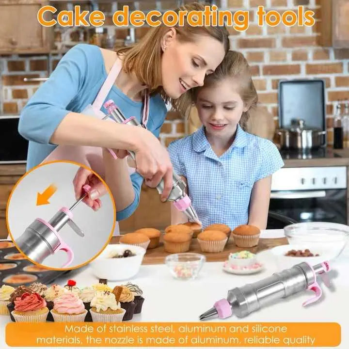 Pink Cream Piping Gun for Cookie Decorating - 6 Nozzle DIY Set for Baking and Cake Decoration - Image 7