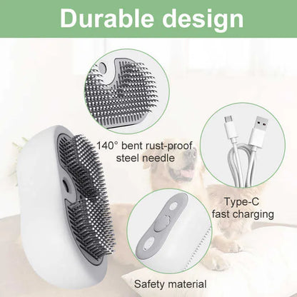 2 Pcs Grey and White 3-in-1 Pet Grooming Steam Brush – Silent, Heated Brush for Fur Removal and Odor Elimination - Image 4