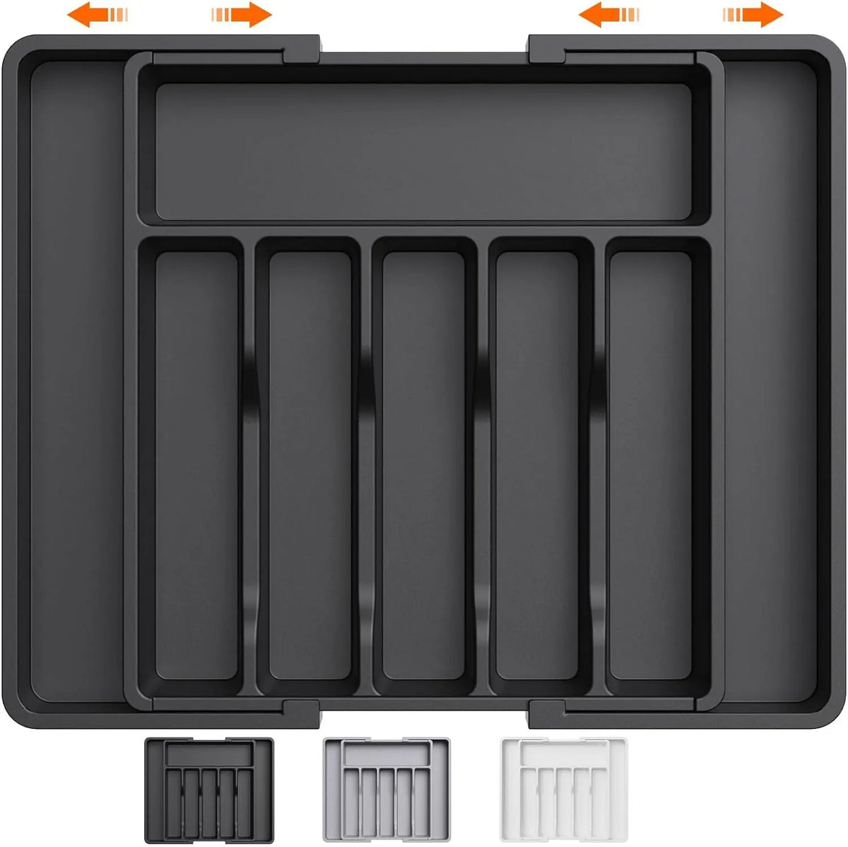 Grey Adjustable Polypropylene Kitchen Drawer Organizer - 8 Compartments, Large Capacity, Easy to Clean - Image 2