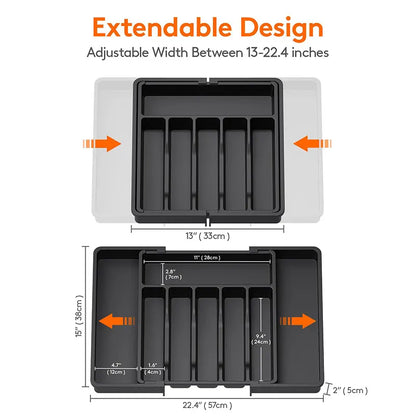 Grey Adjustable Polypropylene Kitchen Drawer Organizer - 8 Compartments, Large Capacity, Easy to Clean - Image 4