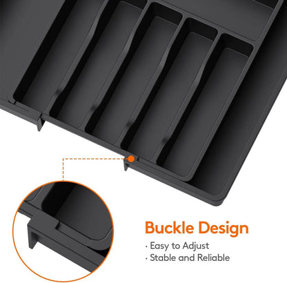 Grey Adjustable Polypropylene Kitchen Drawer Organizer - 8 Compartments, Large Capacity, Easy to Clean - Image 9