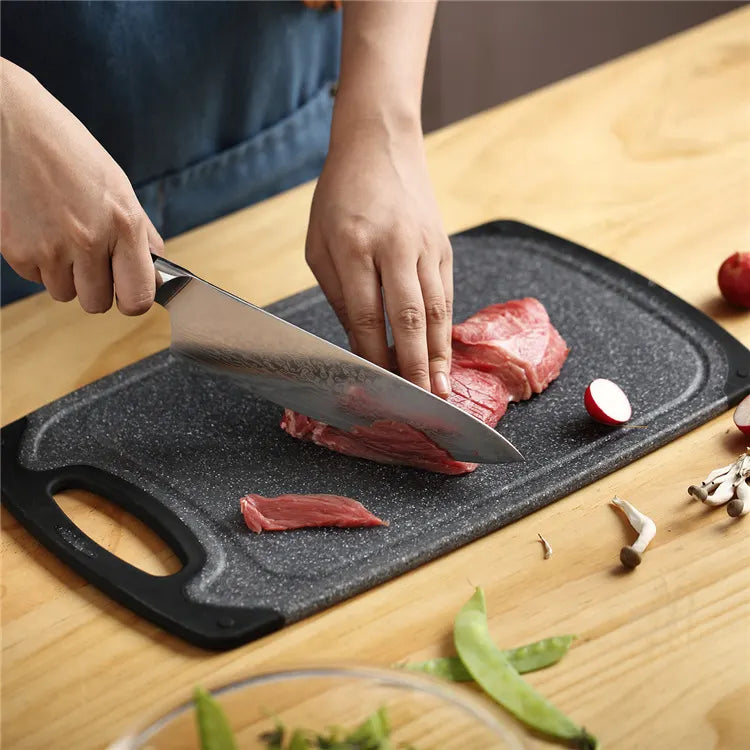 Black 3-Piece Marble Pattern Cutting Board Set – Non-slip PP Plastic, Hanging Design, Kitchen Knife Chopping Board for Vegetable and Meat Prep - Image 3