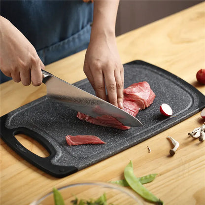 Black 3-Piece Marble Pattern Cutting Board Set – Non-slip PP Plastic, Hanging Design, Kitchen Knife Chopping Board for Vegetable and Meat Prep - Image 3