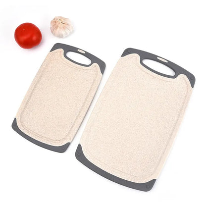 Beige 3-Piece Wheat Straw Cutting Board Set – Non-slip, Groove Design, Plastic Chopping Board for Kitchen Use - Image 4