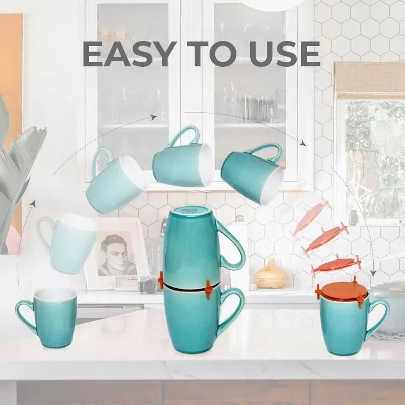 3 Pcs Blue Adjustable Cup Holder for Mugs, Glasses, and Cups - Stackable, Space-Saving Design, 6.5cm Diameter - Image 3