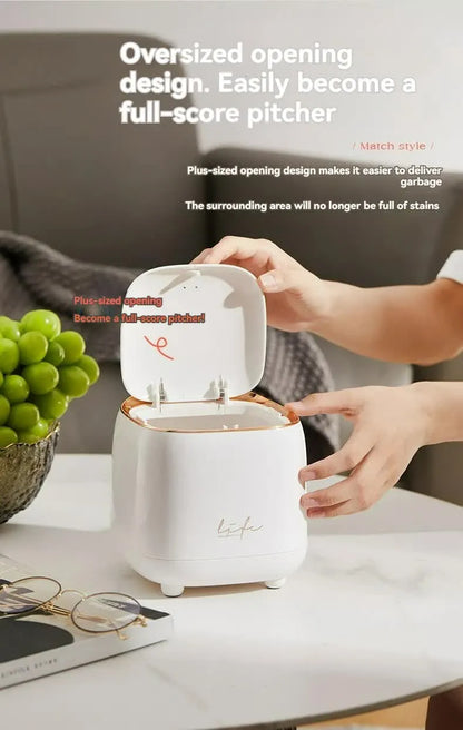 Light Green Portable Tabletop Trash Can with Dual-Layer Design - Convenient for Desk Organization - Image 6