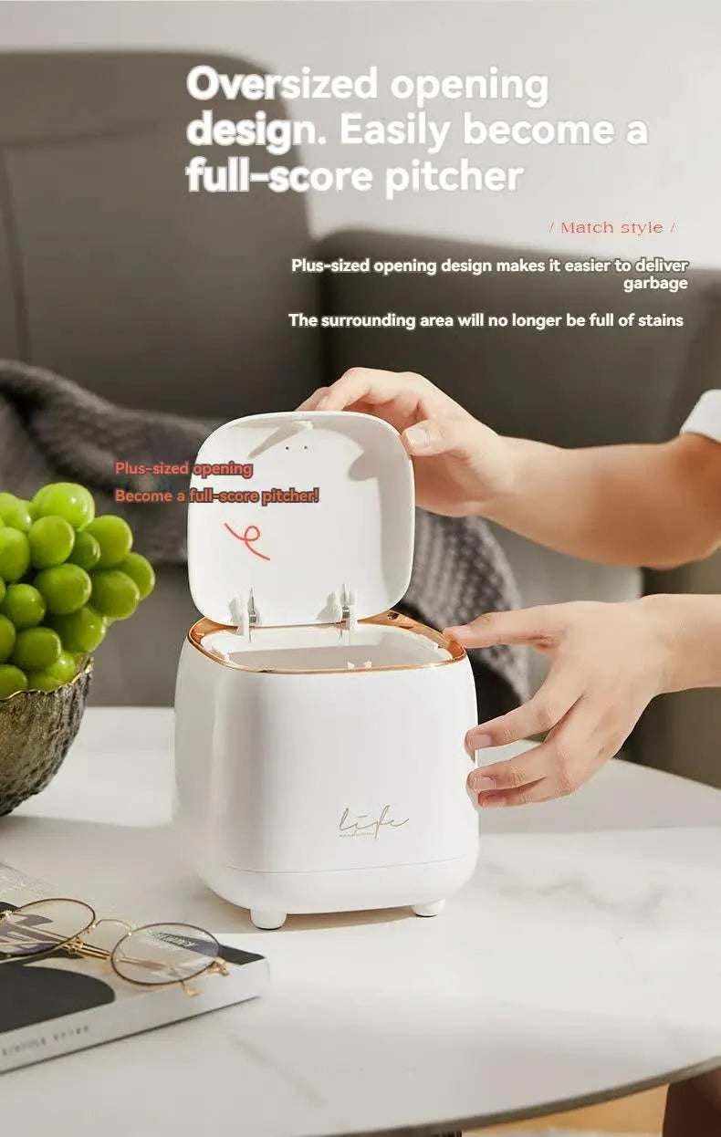 Dark Green Portable Tabletop Trash Can with Dual-Layer Design - Convenient for Desk Organization - Image 6
