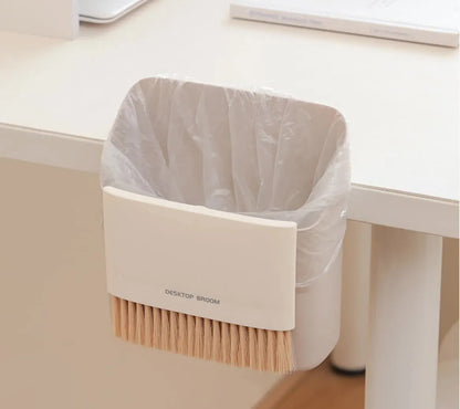 2 Set Grey Mini Desktop Sweeper and Trash Bin Set | Compact Desk Cleaning Brush Organizer | Small Tabletop Sweeping Dustpan for Home and Office Use - Image 7