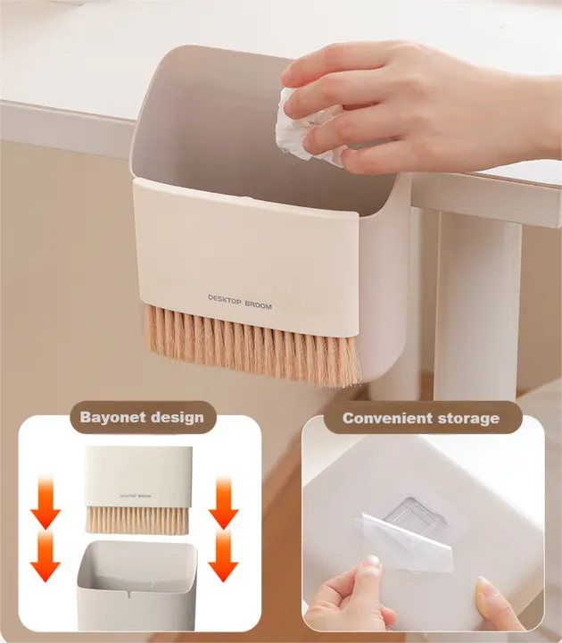 2 Set Orange Mini Desktop Sweeper and Trash Bin Set | Compact Desk Cleaning Brush Organizer | Small Tabletop Sweeping Dustpan for Home and Office Use - Image 5
