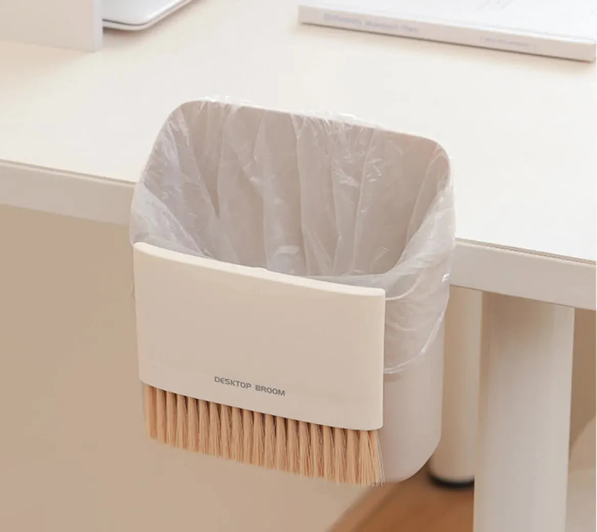 2 Set Orange Mini Desktop Sweeper and Trash Bin Set | Compact Desk Cleaning Brush Organizer | Small Tabletop Sweeping Dustpan for Home and Office Use - Image 7