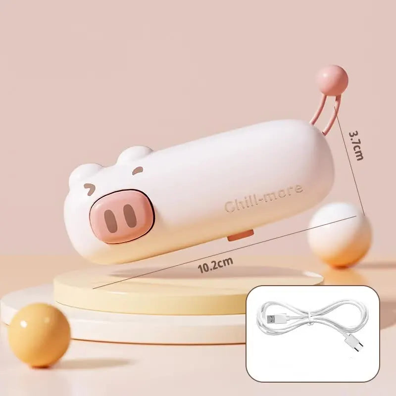 2 Pcs Pink Pig Mini Handheld Heat Sealing Machine for Food Bags – Compact, Portable, USB Rechargeable
