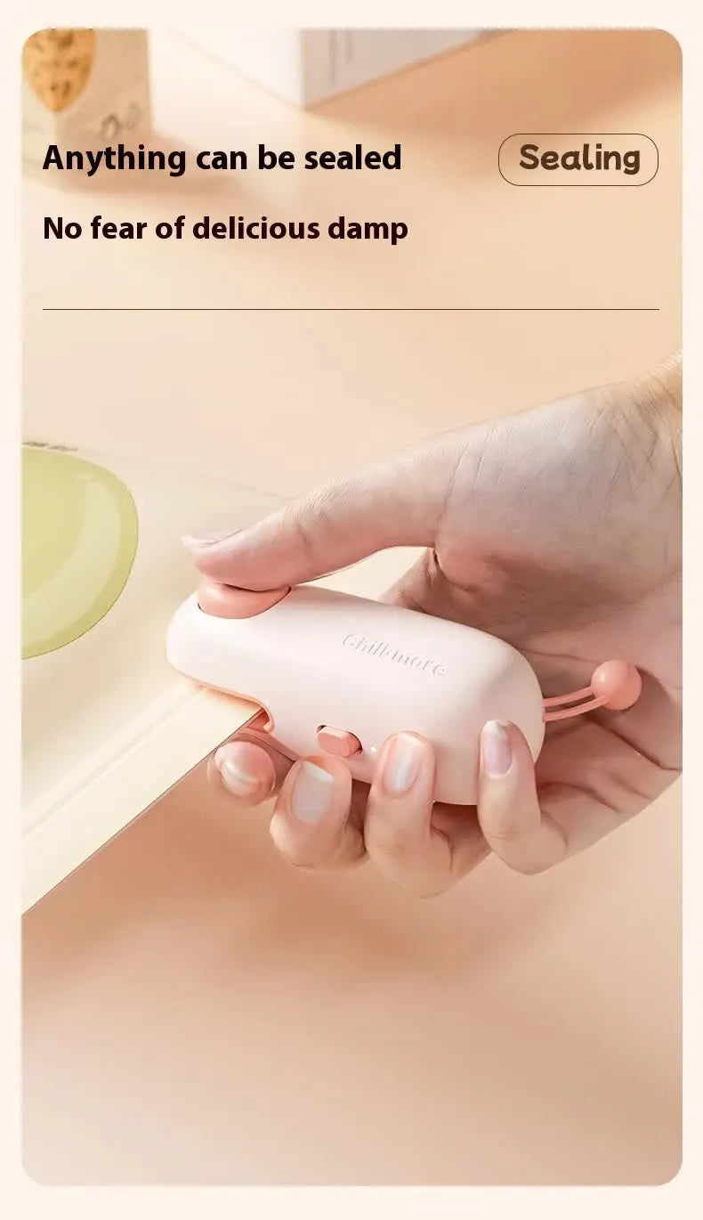 2 Pcs Pink Pig Mini Handheld Heat Sealing Machine for Food Bags – Compact, Portable, USB Rechargeable - Image 3