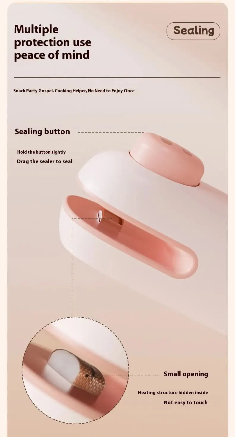 2 Pcs Pink Pig Mini Handheld Heat Sealing Machine for Food Bags – Compact, Portable, USB Rechargeable - Image 4