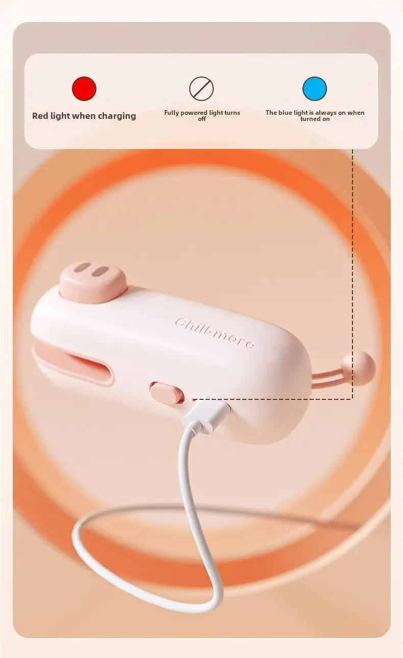 2 Pcs Pink Pig Mini Handheld Heat Sealing Machine for Food Bags – Compact, Portable, USB Rechargeable - Image 6