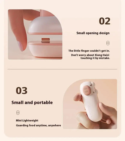 2 Pcs Light Brown Bear Mini Handheld Heat Sealing Machine for Food Bags - Compact, Portable, USB Rechargeable - Image 8