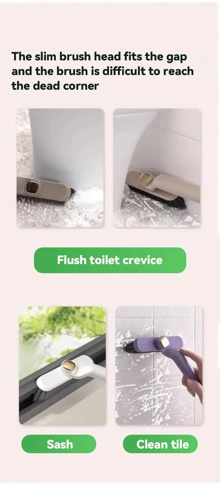 3 Pcs White Multi-Function Rotating Gap Cleaning Brush, 2-in-1 Hard Bristle Brush for Bathroom Tiles and Grout Lines - Image 7