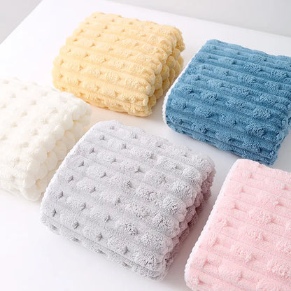 Beige Thickened Coral Fleece Towel Set, Large Bath Towel & Face Towel Combo, Soft & Absorbent Towels for Home Use - Image 4