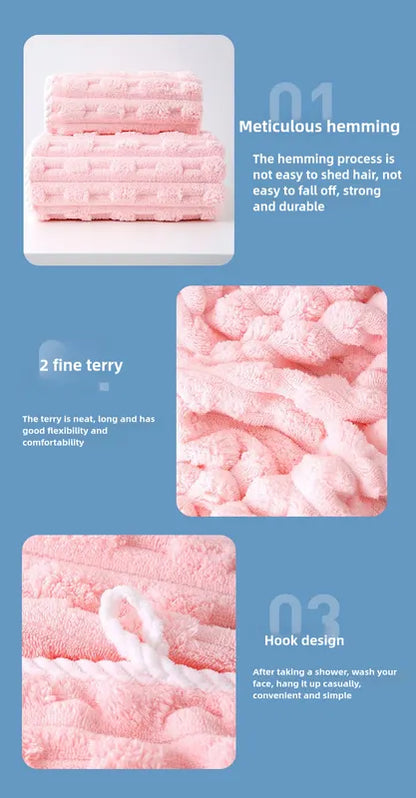 Beige Thickened Coral Fleece Towel Set, Large Bath Towel & Face Towel Combo, Soft & Absorbent Towels for Home Use - Image 5