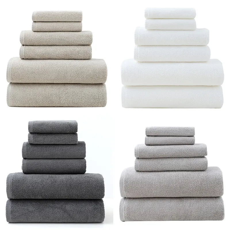 Beige Premium Cotton Towel Set - 6 Pieces, Soft & Absorbent Bath Towels for Adults - Image 2